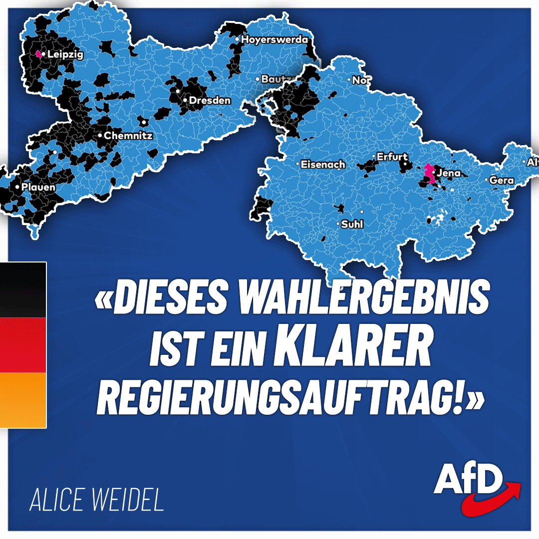 Die Frage nach einer Regierungsbeteiligung der AfD stellt sich in #Sachsen &amp; #Thüringen überhaupt nicht: Die Bürger haben ein ganz klares Votum dafür abgegeben. Und das schließt gleichzeitig jedwedes CDU-Linksbündnis kategorisch aus. Dennoch plant die CDU genau das - und verrät
