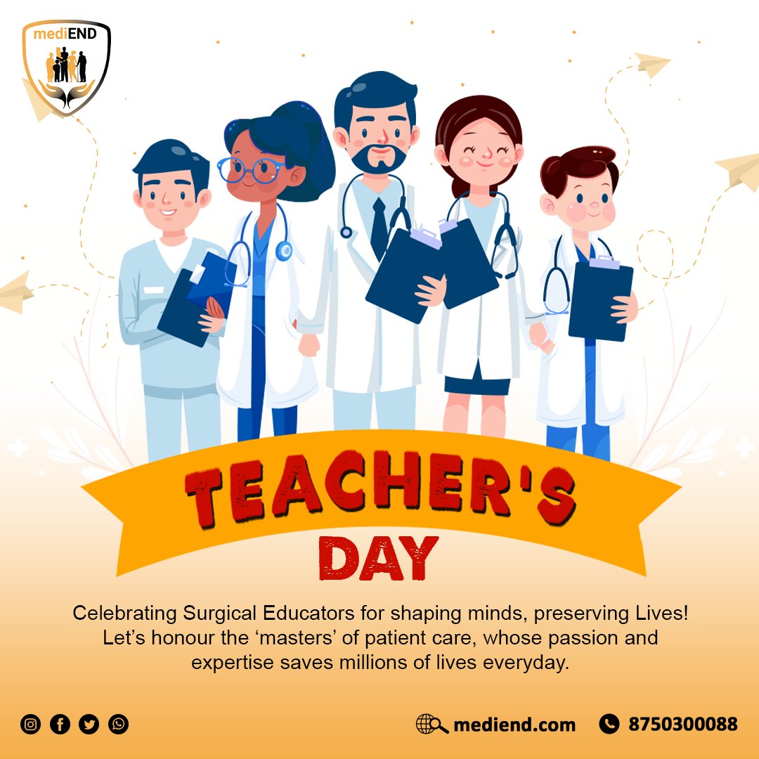 medi_end_'s tweet photo. Celebrating Surgical Educators for shaping minds, preserving Lives! Let's honour the 'masters' of patient care, whose passion and expertise saves millions of lives everyday
#happytechersday2024
Visit:-https://t.co/wlr56rHrFM
.
.
.
.
#Health #teacherslife #techersday #guru https://t.co/vLP4eiSIdv