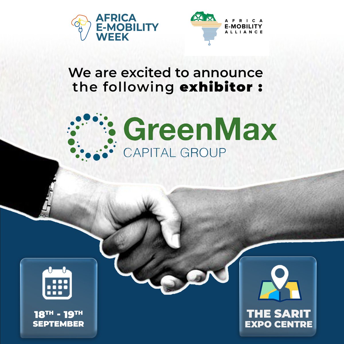 Exciting Event Announcement: 🎉

We’re kicking off AEW 2024 at the <a href="/SaritThe/">Sarit Expo Centre</a> with an incredible showcase by <a href="/GreenMaxCapital/">GreenMax Capital Group</a>
🌟 Don’t miss out, grab your tickets to AEW 2024 now!👇
africaemobilityweek.org/#buy

#AfricaEmobilityWeek #AEWExhibitors #offgridenergy