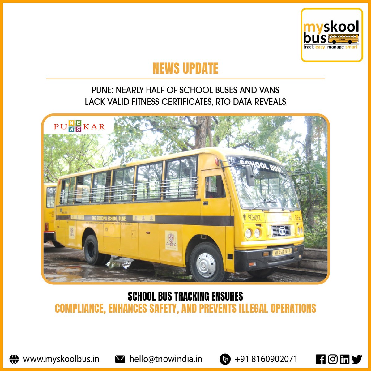 myskoolbus's tweet image. "Ensures compliance, tracks vehicles, and enhances safety with real-time monitoring." myskoolbus:- myskoolbus.in

#myskoolbus #tracknow  
#schoolbussafety #studenttransport #rtocompliance #vehicletechnology #childsafety #fleetmanagement #transportsecurity