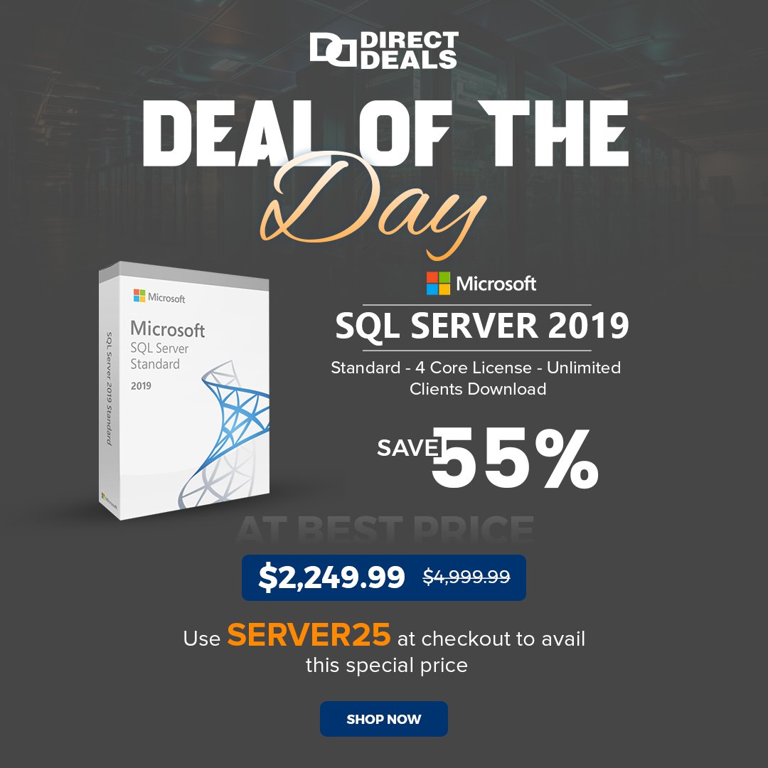 DirectDeals's tweet image. Enhance your data management with SQL Server 2019 Standard – 4 Core License. Ideal for personal and commercial use. Special pricing available now with code SERVER25 at checkout!
#sqlserver2019 #software #usa #texas #speacialprice #code #Windows #directdeals
