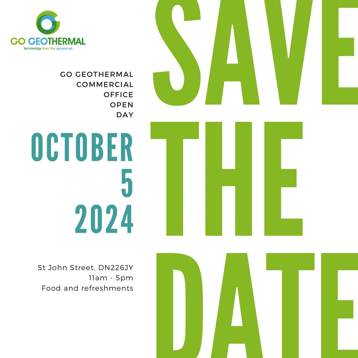 GoGeothermalLtd's tweet image. 🌟 Exciting News! 🌟

Join us for our Open Day at Go Geothermal! Explore our commercial office, meet some of the team, and join the family fun with giveaways, prizes, and games!

🗓 Date: 5th October
⏰ Time: 11am - 5pm
📍 Location: St John Street, DN226JY

#GoGeothermal #Retford