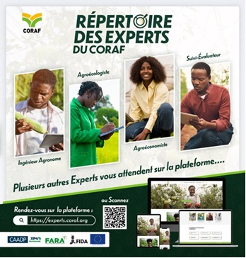 Découvrez la toute nouvelle plateforme d'experts agricoles lancée par <a href="/CORAFNews/">CORAF</a> ! Explorez cet annuaire des spécialistes de l'écosystème agricole en Afrique de l'Ouest et du Centre.
Rejoignez-nous en vous inscrivant à l'annuaire #CORAFexperts : experts.coraf.org