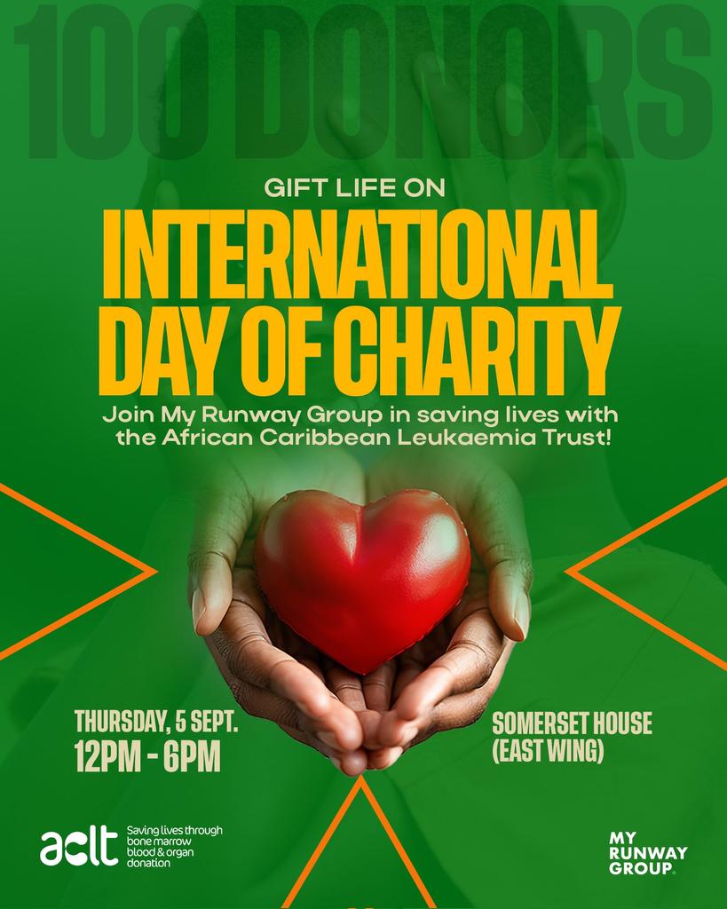 myrunwaygroup's tweet image. Join the My Runway Group in supporting the @acltcharity on International Day of Charity. Let's  save lives.

Event Details:
Date: Thurs, 5th Sep
Time: 12 PM - 6 PM
Location: Somerset House (East Wing)
Link to donation: cafdonate.cafonline.org/672#!/Donation…

#InternationalDayOfCharity #ACLT