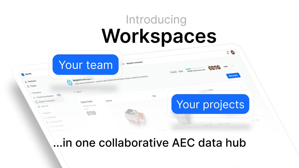 🚨 AEC, say hello to Speckle for teams!

We're excited to introduce Workspaces, designed to make you more productive as a group while benefiting from data security, better permission management, more data control, and better project management in #AEC.

#Workspaces is your