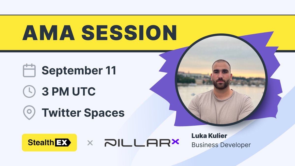 StealthEX_io's tweet photo. Get ready for an exciting AMA with @PX_Web3! 🚀

We'll dive deep into #PillarX's features, discuss its potential and partnership with StealthEX

🗓️ September 11th  
⏰ 3 PM UTC  
📍 https://t.co/oBNhHSZLpz

Drop your Qs in the comments, 2 best will share $100 in $USDC on Polygon https://t.co/5jHSBY9bJB