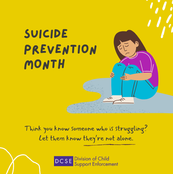 ChildSupportVA's tweet photo. September is recognized as Suicide Prevention Month.  It’s crucial to remember that help is always available. You are not alone. The National Suicide &amp; Crisis Lifeline can be reached 24 hours a day, 7 days a week at 988. #SupportVAKids https://t.co/saGIHt8r1Q