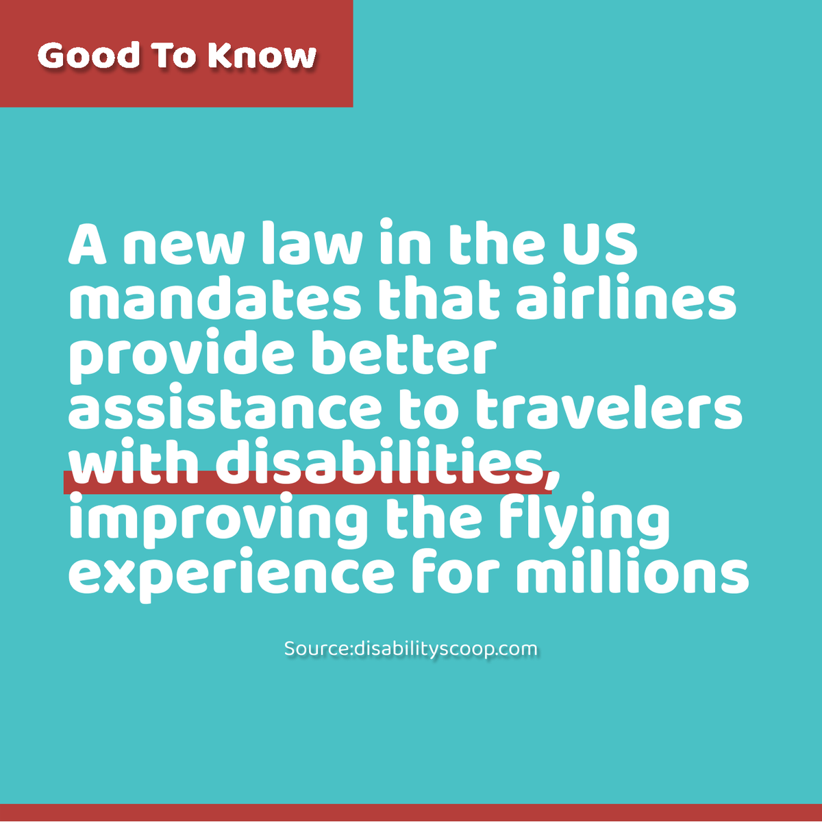 goodnewsnetwork's tweet photo. The law, which was signed into effect recently, requires airlines to enhance staff training and make airports and aircraft more accessible. This includes offering timely assistance with boarding and deplaning, as well as improving access to in-flight services
#goodnews #goodbite https://t.co/pU6SfReOvN