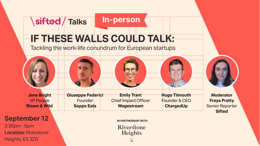 Siftedeu's tweet image. Struggling to manage your startup work and day-to-day lives? Come and join us for our first in-person Sifted Talks September 12 to find the balance.

👉RSVP: sifted.eu/talks/if-these…

#wayoflife #startuplife #siftedtalks #startups