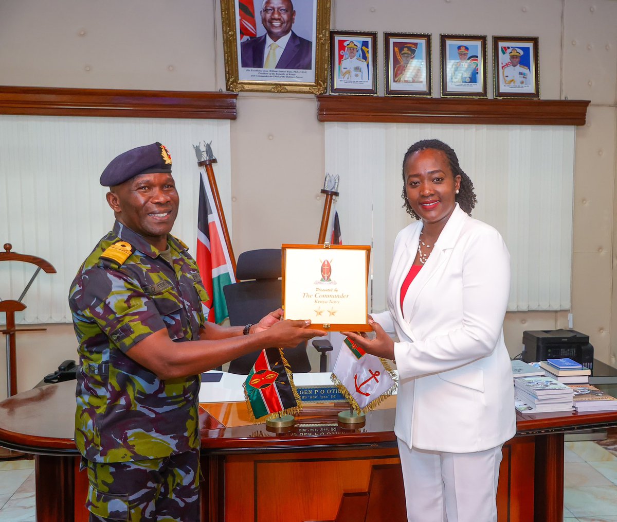 SoipanTuya's tweet photo. Kenya acknowledges and values highly the critical role played by the dedicated men and women of the Kenya Navy in the defence of our country against sea-borne aggression and support for Sister services (Kenya Army & the Kenya Air Force..)

During a familiarization tour of the Kenya Navy Headquarters at Mtongwe, Mombasa in the company of the Defence Principal Secretary Dr. @pmariru the Kenya Navy Commander Major General Paul Otieno, Kenya Shipyards Limited (KSL), MD Major General Farah, Senior Officers, Officers and Service Members.

@kdfinfo
