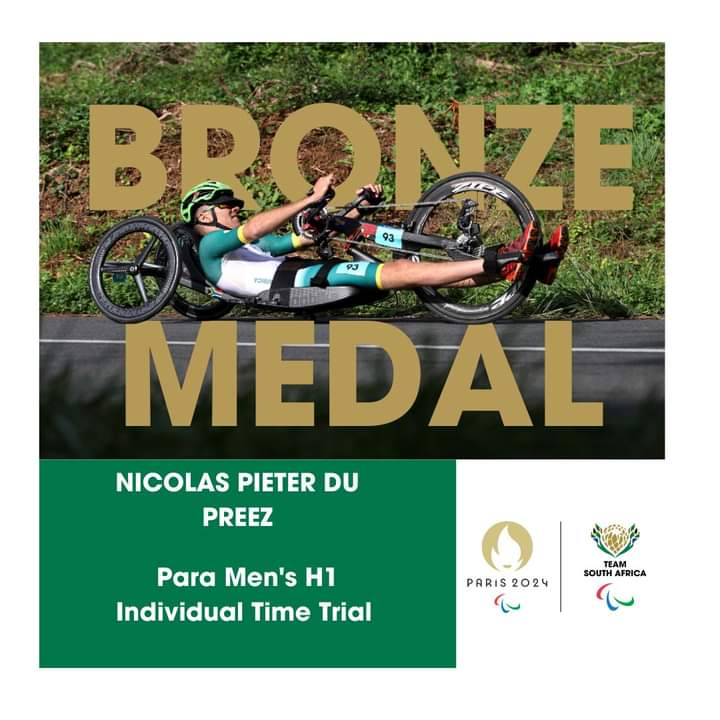 Loyiso_Masuku's tweet photo. 🎉Congratulations  #TeamSA has done it again, Nicolas Pieter Du Preez, Lucas Sithole and Donald Raphadi  have all secured Bronze Medals  for Mzansi 🇿🇦

#Paralympics24
#TeamsSA
#ForMyCountry https://t.co/uj4aA8SOjc