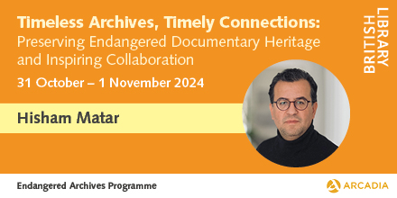 rcwlitagency's tweet image. Thrilled to announce that Hisham Matar will be speaking at the “Timeless Archives, Timely Connections: Preserving Endangered Documentary Heritage and Inspiring Collaboration” conference taking place at the @britishlibrary. Information &amp;amp; tickets: eap.bl.uk/conference-2024