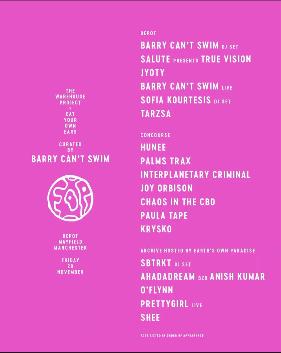 WHP takeover incoming 💥 what a buzz to curate a lineup of good pals and amazing artists. Pre sale tomorrow 10am, general sale Friday 10am. Gonna be a riot 🌊 🏊‍♂️ 

mailchi.mp/thewarehousepr…