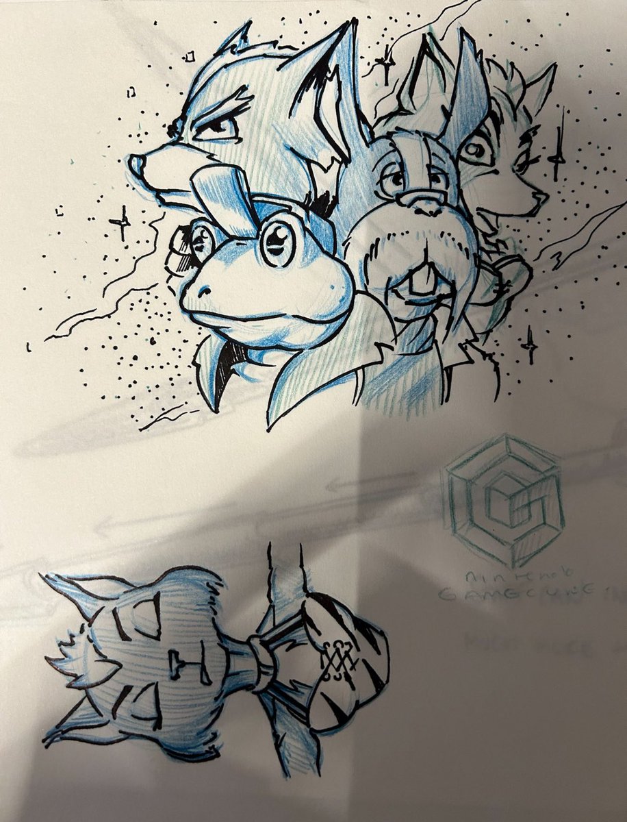 This is a sketch I did during a meeting with Shigeru Miyamoto &amp; Takaya Imamura at the Nintendo HQ in Kyoto, as we put our heads together to come up with a new story for Starfox Adventures after changing the game from Dinosaur Planet! #gamedev #art #concept #starfox #nintendo