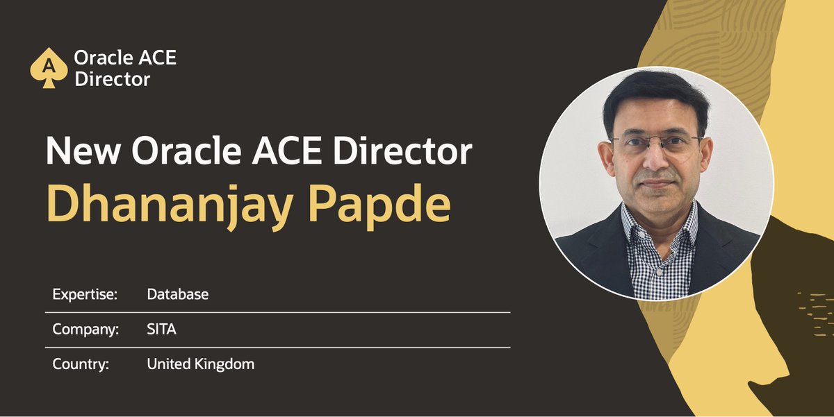 It is with great excitement that we are announcing the promotion of <a href="/dpapde/">dpapde</a> to the Oracle ACE Director level for his amazing contributions to the community! 

Thank you for your recommendation, Lisa Black and Sarah Galler!
social.ora.cl/6011WBv3Z
#OracleACE