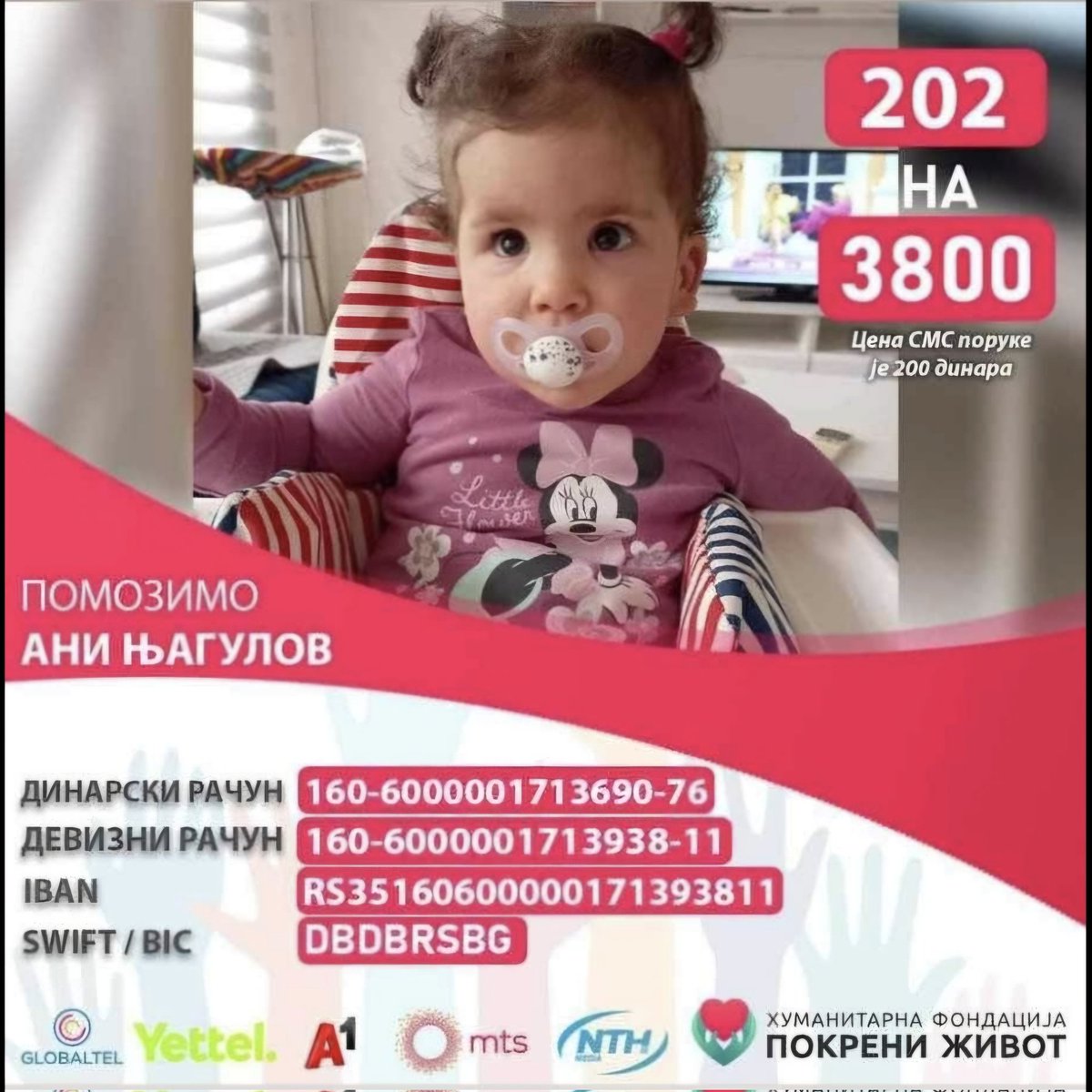 RT! RT! RT!
MOJ KOLEGA RIBOLOVAC
ima još malo vremena(do sledećeg petka) da sakupi oko 5 000€, kako bi njegova ćerka primila kompletnu terapiju. Prva terapija je dala odlične rezultate. Ali vreme za novac ističe. Molim sve dobre ljide da pomognu. RETVIT ZLATA VREDAN!