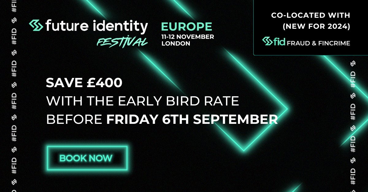TheFutureofID's tweet photo. 🚀 Very mindful, very demure, but November is just around the corner! Don't miss out on the Future Identity Festival's early bird rate. Save £400 before 6th Sept!
📅 11th-12th Nov 2024 📍 The Brewery, London
🔗 Register NOW: https://t.co/WnPNrOioYh
#FID #FutureIdentity https://t.co/2iHvzZa1nN