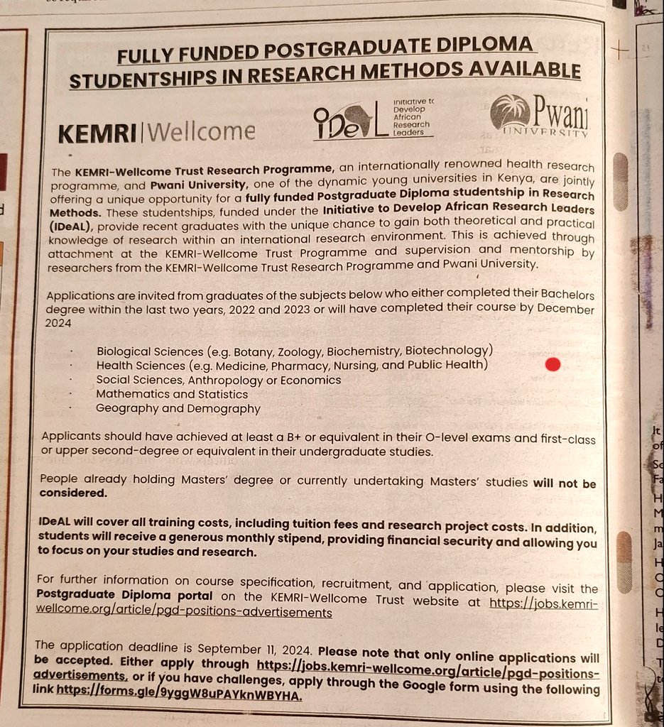 I found this advert in today's Nation. If you know anyone who's interested, share with them unconditionally and without prejudice. They will thank you when they get to Paradiso.