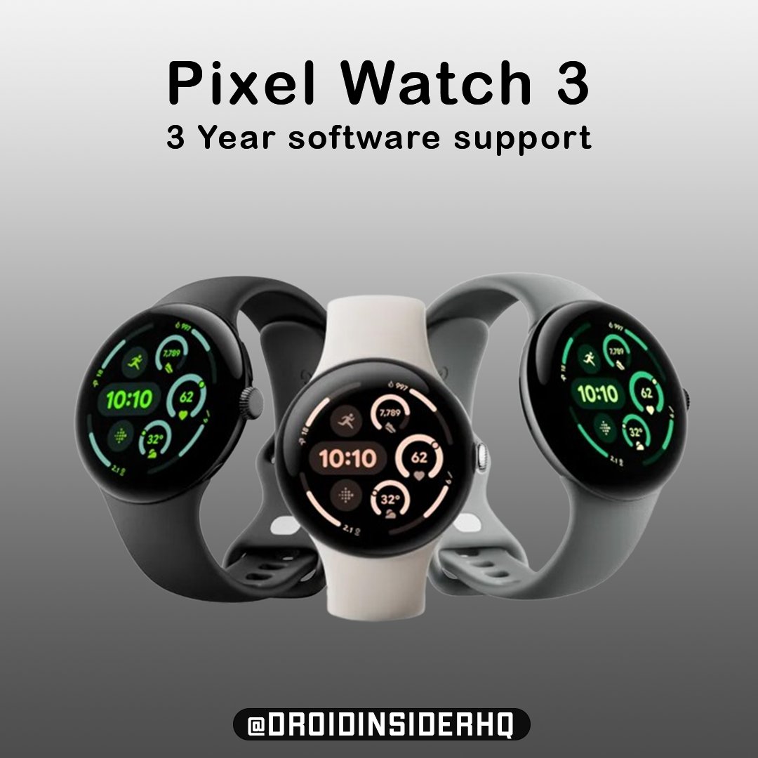 NaughtyPie_'s tweet photo. The Google Pixel watch comes with 3 years of software support like previous models
#PixelWatch3 #Smartwatch #WearableTech #Android #GooglePixel #TechStyle #DroidInsiderHQ https://t.co/ClGZm5lIDb