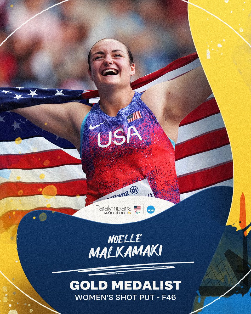 NCAA (@ncaa) on Twitter photo 🥇 <a href="/noellemalkamaki/">noelle, PLY</a> 🥇
Women’s Shot Put - F46 🇺🇸 <a href="/TeamUSA/">Team USA</a>
#ParalympiansMadeHere x <a href="/DePaulXCTF/">DePaul XC/TF</a> 🥇 <a href="/noellemalkamaki/">noelle, PLY</a> 🥇
Women’s Shot Put - F46 🇺🇸 <a href="/TeamUSA/">Team USA</a>
#ParalympiansMadeHere x <a href="/DePaulXCTF/">DePaul XC/TF</a>