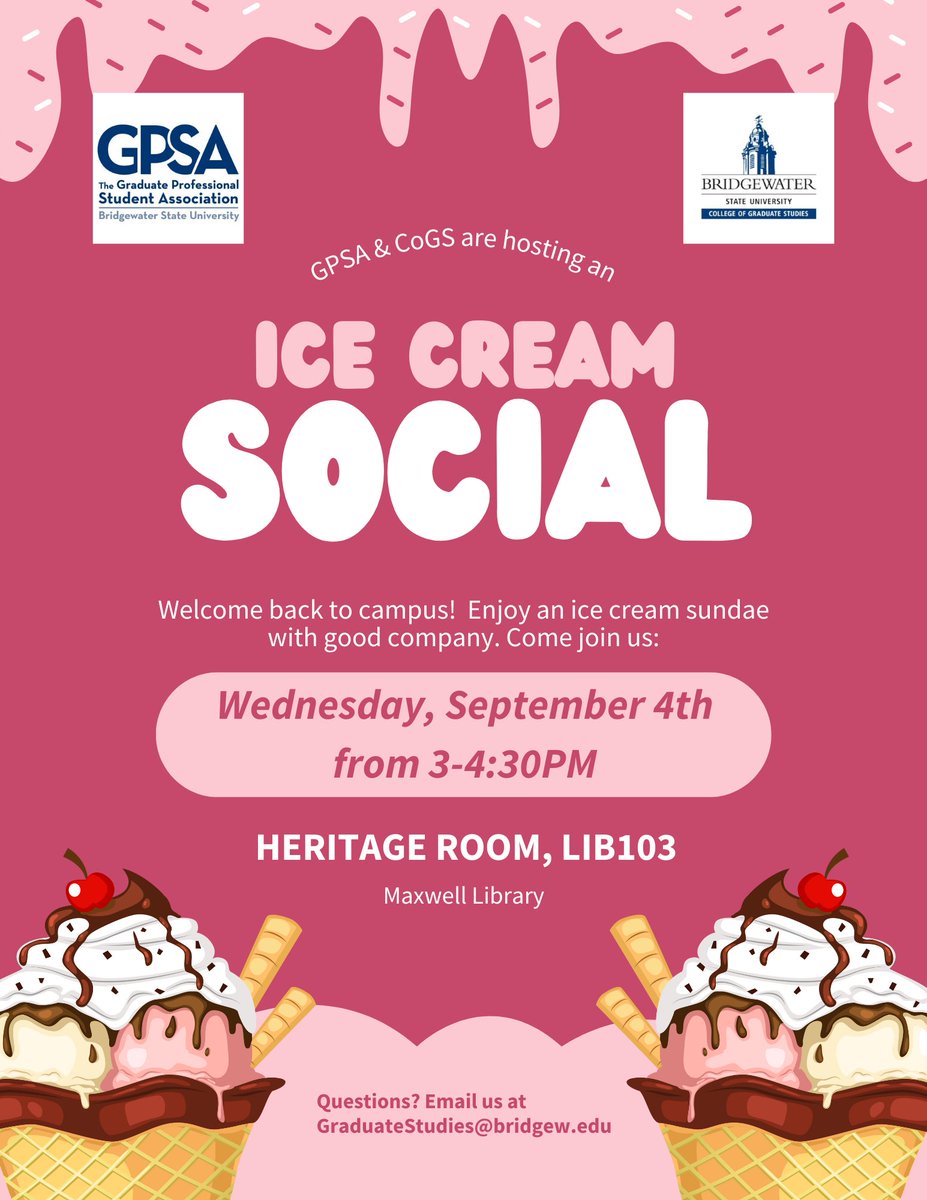 Happy first day of classes everyone! You got this! 🌟 Join us this afternoon for our welcome back ice cream social from 3-4:30 p.m. in the library, Heritage Room LIB103. Reach out if you need anything! <a href="/bsugradstudies/">George McConnell</a> #graduateschool #bsugrad