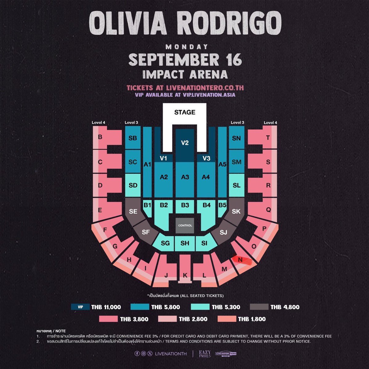 nw_wan's tweet photo. 📌ปล่อยบัตรคอนเสิร์ต Olivia rodigo  
(ติดธุระเลยต้องเทเพื่อน)

🗓️วันที่ 15/09/67  1ใบ 
(บัตร 3,800 *ไม่บวกเพิ่ม*)

📍โซน N แถว J ที่นั่ง 03 มุมดี

นัดรับได้ตาม bts/mrt หรือแถวสีลมได้ค่ะ

#GUTSWorldTourBKK #ปล่อยบัตร #OliviaRodrigo #GutsWorldTour #OliviaRodrigoTickets #ขายบัตร https://t.co/Ur0p8AqtZY