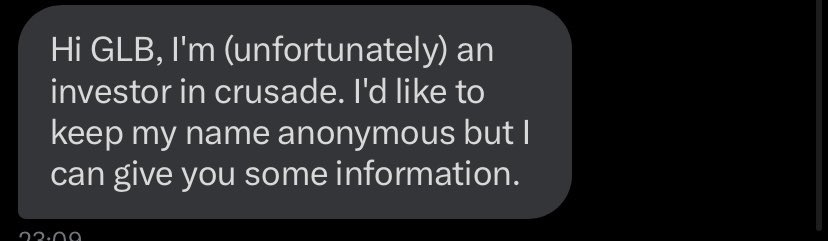 Thread on @crusade_gg scamming people + investors.

Please don’t play there.

1. @FernoCS 
2. Investor
3. He doesn’t pay X (Twitter) giveaway winnings!