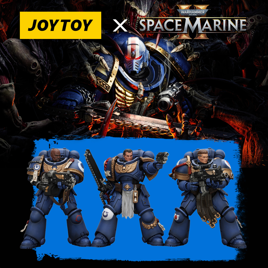 MerchWarhammer's tweet photo. Hunt down the Tyranid Swarm with the new JoyToy Warhammer 40,000: Space Marine 2 range. Featuring Ultramarines Lieutenant Titus, Sergeant Gadriel and Brother Chairon. Preorder here -> https://t.co/nRuzGlY6kz #SpaceMarine2 #WarhammerMerchStore #WarhammerCommunity https://t.co/Um4ktDUghg