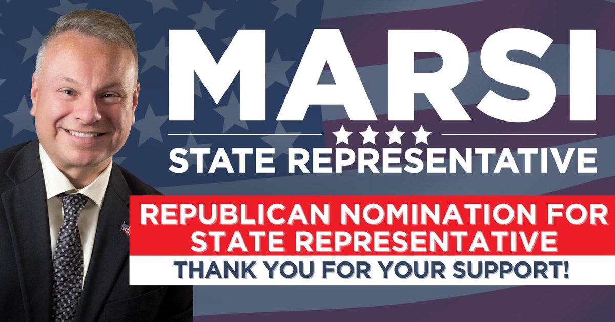 RepMarsi's tweet photo. I am honored to be re-nominated as your State Representative. Thank you to all those who fulfilled their civic duty by voting in the state primary yesterday.

For information on how to vote in November's election, please visit: https://t.co/XWqFI3svT9 https://t.co/OZg6UTJdoD