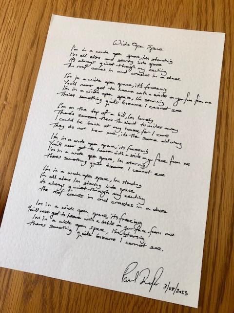 Paul Draper (@pauldraper) on Twitter photo After a couple of months recording in his studio, Paul is taking a break to do some handwritten lyrics for fans.
You can choose any Mansun or solo Paul Draper song and the cost of each lyric sheet will be £50 + p&p.
Email pauldrapermerch@gmail.com for further details. DMx After a couple of months recording in his studio, Paul is taking a break to do some handwritten lyrics for fans.
You can choose any Mansun or solo Paul Draper song and the cost of each lyric sheet will be £50 + p&p.
Email pauldrapermerch@gmail.com for further details. DMx