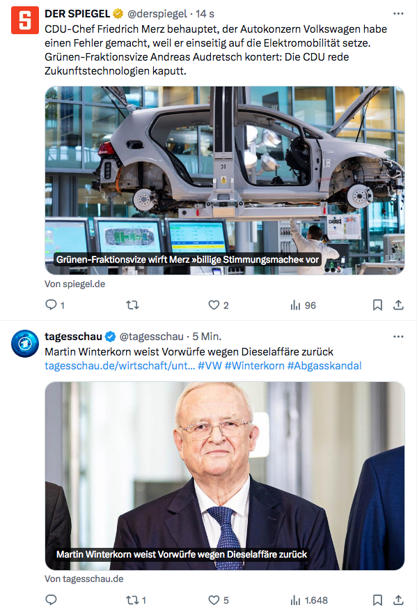 Futur_1st's tweet photo. Merz behauptet, VW habe zu einseitig auf - haltet euch fest! - Elektromobilität gesetzt und
Winterkorn weißt alle Vorwürfe in der Dieselaffäre zurück:
#Twittermatch https://t.co/C8xI0aFi5P
