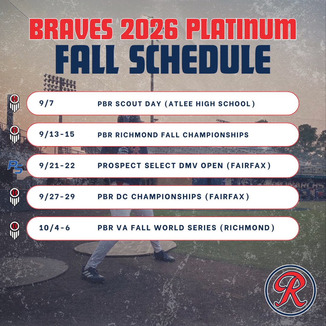 RichmondBraves's tweet photo. 17u Schedules are live!!! Full list of schedules below ⬇️ https://t.co/pBZ4WG3DAI