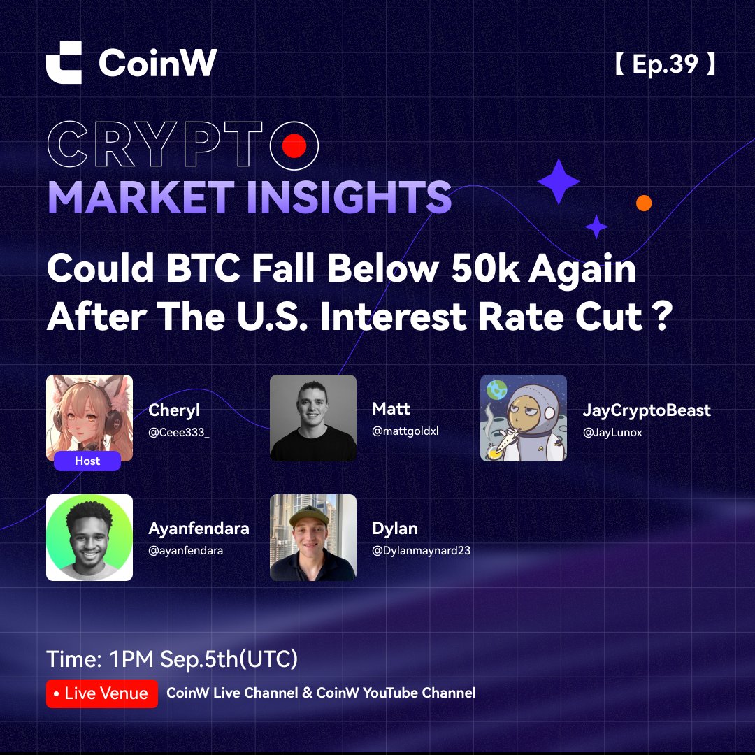 #CoinW #Crypto Market Insights (Ep.39)

🌟 Host: <a href="/Ceee333_/">YIYI_ (CE)</a>
⭐️ Guests: <a href="/JayLunox/">JayTheCryptoBeast</a>, <a href="/ayanfendara/">AYANFENDARA#BH#YAI💚📈📉📊</a>, <a href="/mattgoldxl/">Matt Gold</a>

📅 Sep 5, 1 PM UTC

Drop your UID here (bit.ly/4gaxFSY) during the stream. $50 bonus for 3 winners!

✅ YouTube Live: bit.ly/4e9FIxp