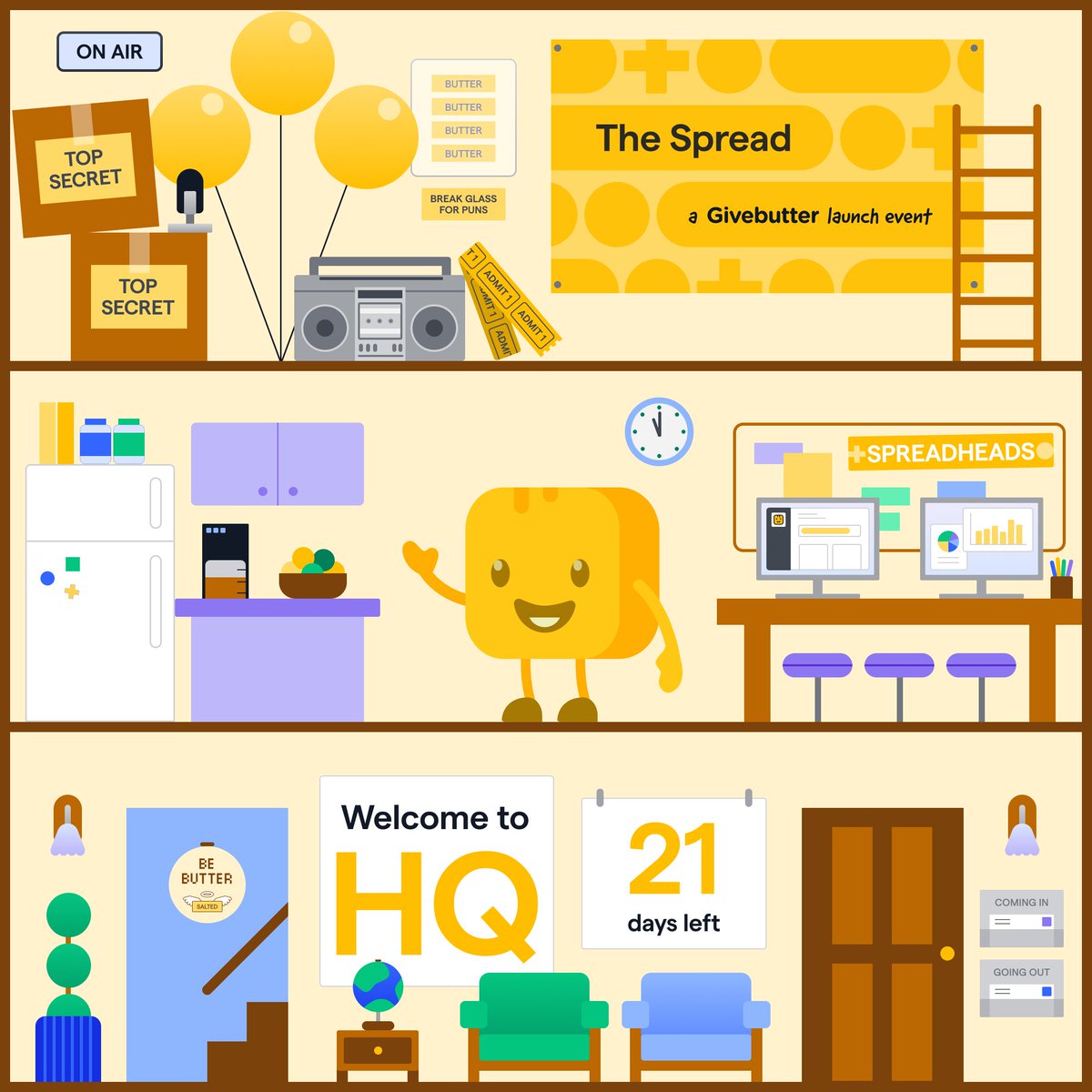 Mr. Butter is planning something BIG y'all... 

Save your spot for The Spread, Givebutter’s first-ever virtual launch event! 🚀 🚀 🚀givebutter.com/the-spread

Join us LIVE on Sept 25 @ 2pm ET to see our game-changing new features in action for the very first time⚡️