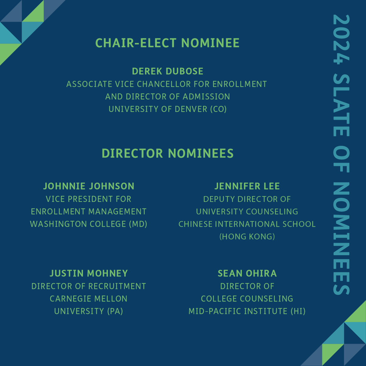 IntlACAC's tweet image. Voting closes soon for the NACAC annual election! 

We encourage all voting members of NACAC to participate in the selection of their Chair-Elect and two Board Directors before voting closes on September 6 at 5 PM Eastern Time. Read more here: nacacnet.org/2024-board-can…