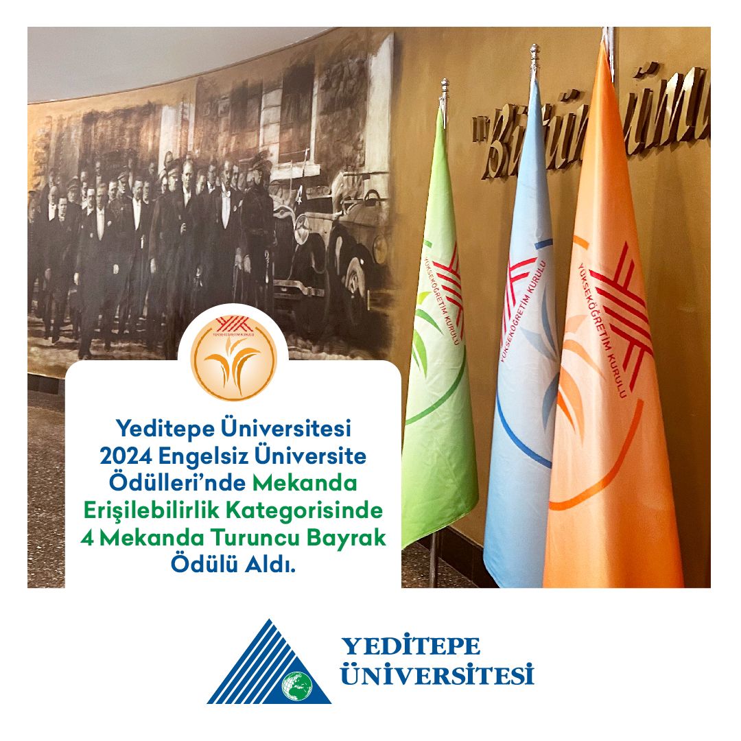 Yeditepe Üniversitesi Engeli Olan Öğrenciler Danışma ve Koordinasyon Birimimiz, Yükseköğretim Kurulu tarafından düzenlenen 2024 Yılı Engelsiz Üniversite Ödülleri’nde ‘Mekânda Erişilebilirlik’ kategorisinde 4 farklı yerde ödül almaya hak kazandı. Üniversitemiz; Sosyal Tesisler