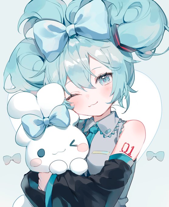 シナモロール ,初音ミク 「シナモンミクちゃん!」|もきゅこのイラスト