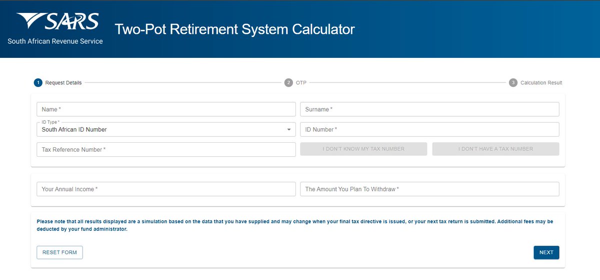 #TwoPotSystem Retirement System Calculator

Link: tools.sars.gov.za/sarsonlinequer…