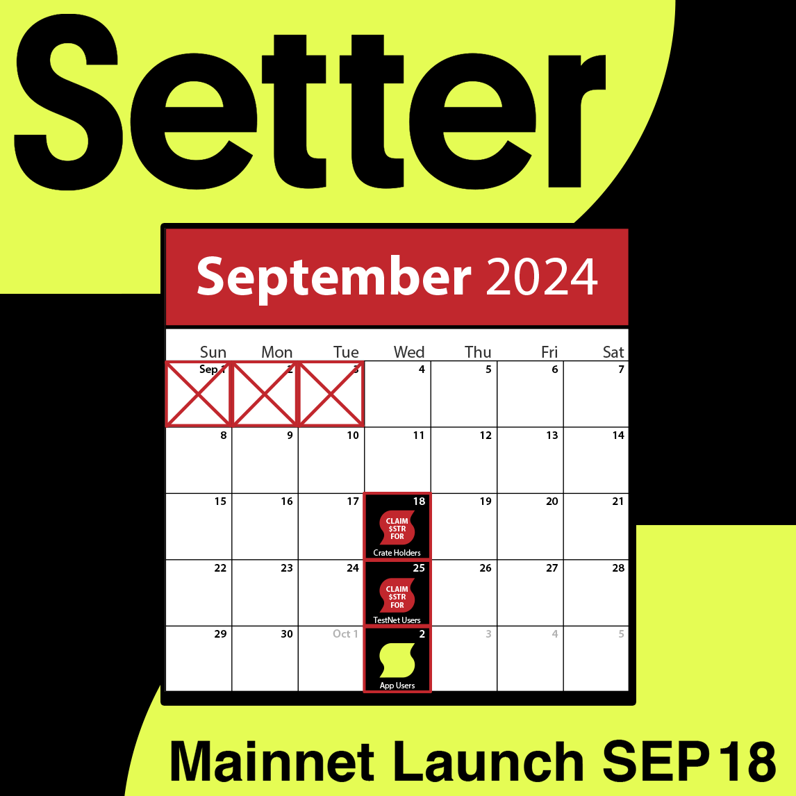 setter_app's tweet photo. 📱 App Users, if you linked a wallet to your account, you can start claiming your $STR rewards from WED OCT 2nd, 12 PM EST - SAT NOV 30th, 12 PM EST. Here’s what you can claim:

•Top 10: 150,000 $STR
•Top 25: 100,000 $STR
•Top 50: 80,000 $STR
•Top 100: 40,000 $STR
•All Other Users: 20,000 $STR

⚠️ Eligibility Note: Paid partnerships and users found cheating with spoofed signups or bot accounts are ineligible.

🔥 Don’t Want to Wait?
You can claim as early as SEP 18th when you mint a Gen 2 blind box crate at https://t.co/BNktcj8xbo for 0.03 ETH on Base until Nov 29th or while supplies last. Secure your $STR before it’s too late!