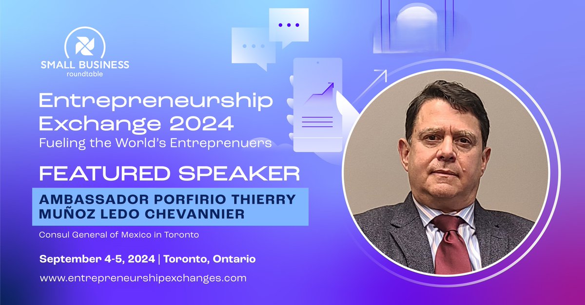 PT Muñoz Ledo (@ptmunozledo) on Twitter photo Looking forward to a lively participation tomorrow at the Entrepreneurship Exchange #EX24Canada in Toronto, kindly hosted by <a href="/SmBizRoundtable/">Small Business Roundtable</a>. Such constructive dialogues on the economic landscape in North America 🇲🇽🇨🇦🇺🇸 are critical to unravelling the full potential of #smallbiz Looking forward to a lively participation tomorrow at the Entrepreneurship Exchange #EX24Canada in Toronto, kindly hosted by <a href="/SmBizRoundtable/">Small Business Roundtable</a>. Such constructive dialogues on the economic landscape in North America 🇲🇽🇨🇦🇺🇸 are critical to unravelling the full potential of #smallbiz