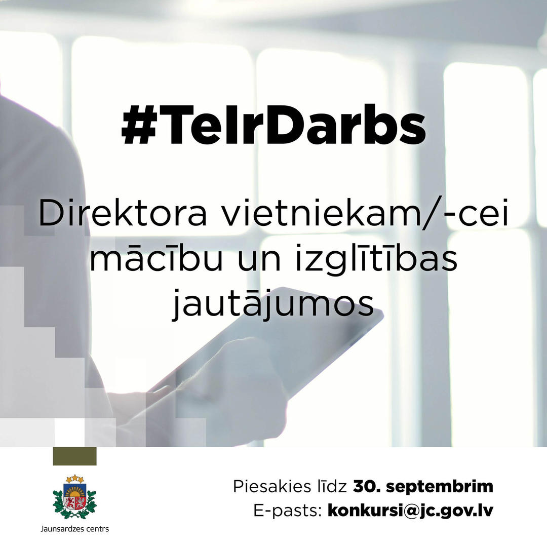 #TeIrDarbs – Jaunsardzes centrs izsludina atklātu konkursu uz Jaunsardzes centra Direktora vietnieku (-ci) mācību un izglītības jautājumos amatu nenoteiktu laiku.

Lasi vairāk par pieejamo vakanci – cutt.ly/heWE3trT