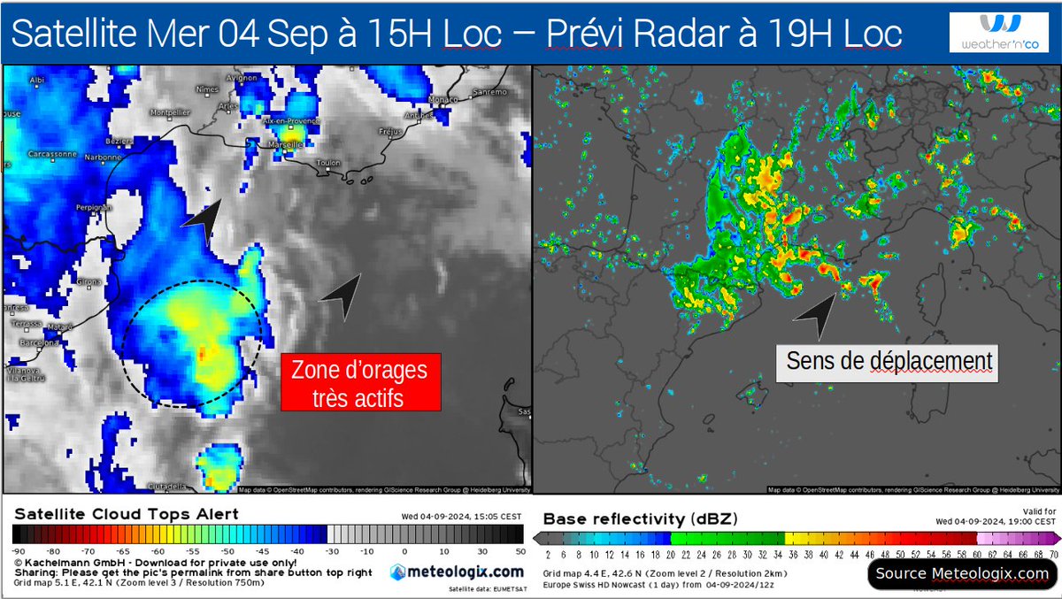 weathernco's tweet photo. #Provences #Alpes #CotedAzurFrance #Corse sous la menace de cet amas convectif très actif qui circule sur le nord de #Minorque à 15H00 loc
Déja 45 mm à #marseille
Source @Yann_amice @meteologix https://t.co/7s1LPw2R9X