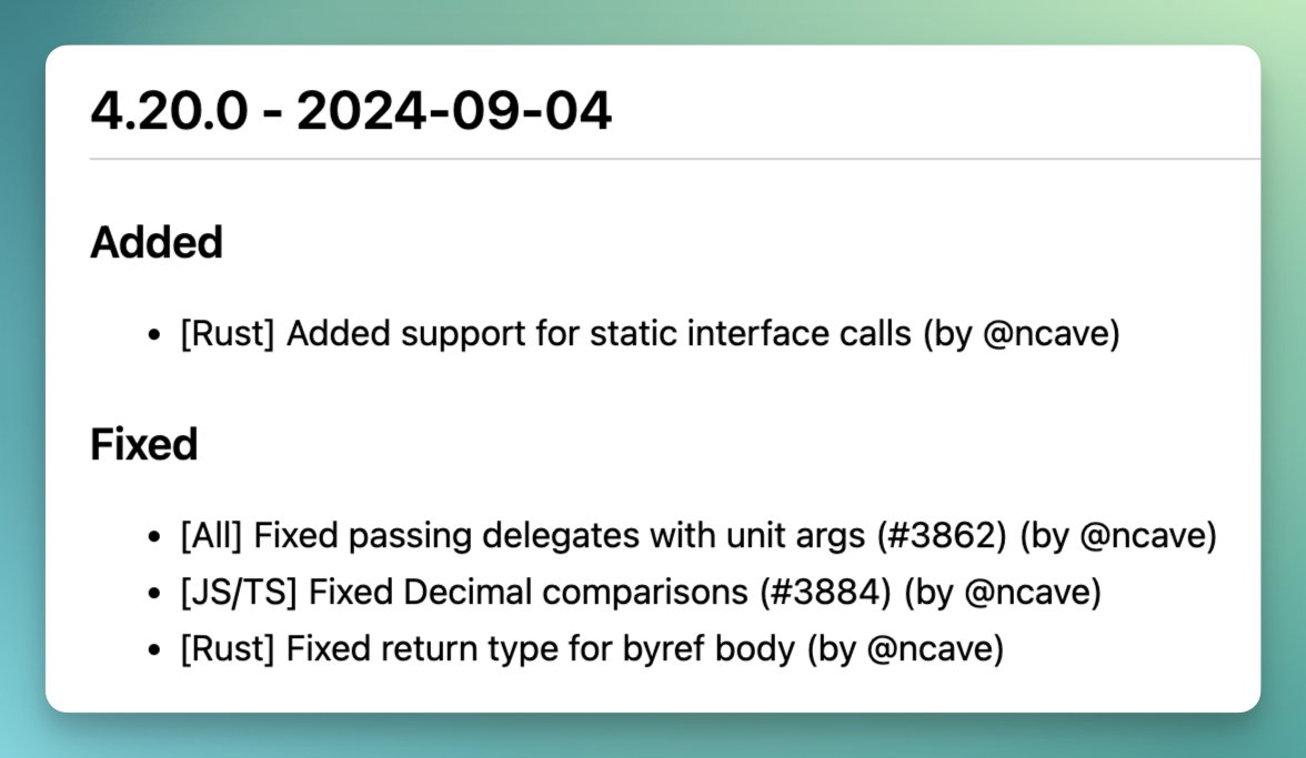 Fable 4.20.0 has been released.

It had new features for Rust and if you use Decimals with JavaScript target you want to upgrade to avoid issues with comparisons.

#fsharp