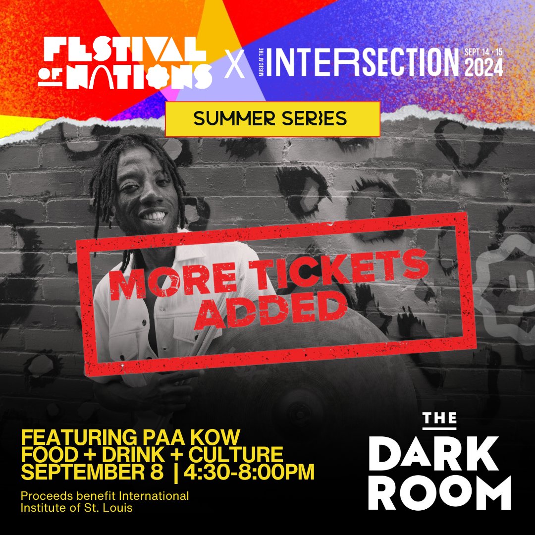 Festival of Nations (@festnations) on Twitter photo ❗More tickets added❗
Due to popular demand, we've increased the capacity of our upcoming event at <a href="/TheDarkRoomSTL/">The Dark Room</a> with Ghanaian drummer Paa Kow.
RSVP now: bit.ly/46Wzqid ❗More tickets added❗
Due to popular demand, we've increased the capacity of our upcoming event at <a href="/TheDarkRoomSTL/">The Dark Room</a> with Ghanaian drummer Paa Kow.
RSVP now: bit.ly/46Wzqid