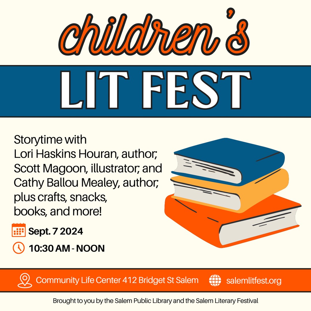 THIS SATURDAY! Presented by @salemlitfest &amp; @salemmalibrary. Storytime w/ Lori Haskins Houran (JANE GOODALL) <a href="/smagoon/">Scott Magoon</a> (ROCKET SHIP, SOLO TRIP) &amp; @catballoumealey (MAKE MORE S’MORES) + snacks &amp; crafts Sat Sep 7 10:30AM Community Life Ctr 401 Bridge St salemlitfest.org