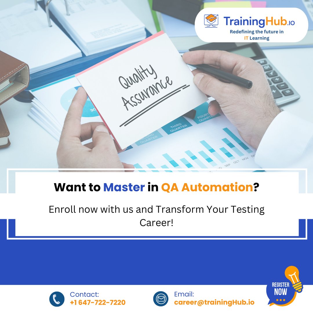 TrainingHubCAN's tweet image. Want to master in QA Automation? 

Submit your enquiry here and sign up today: zurl.co/jD9E or send us an email at career@traininghub.io

#QAAutomation #SoftwareQuality #AutomationSkills #LearnQA #QATraining #itcourses #itconsulting #ittrainingincanada #TrainingHub