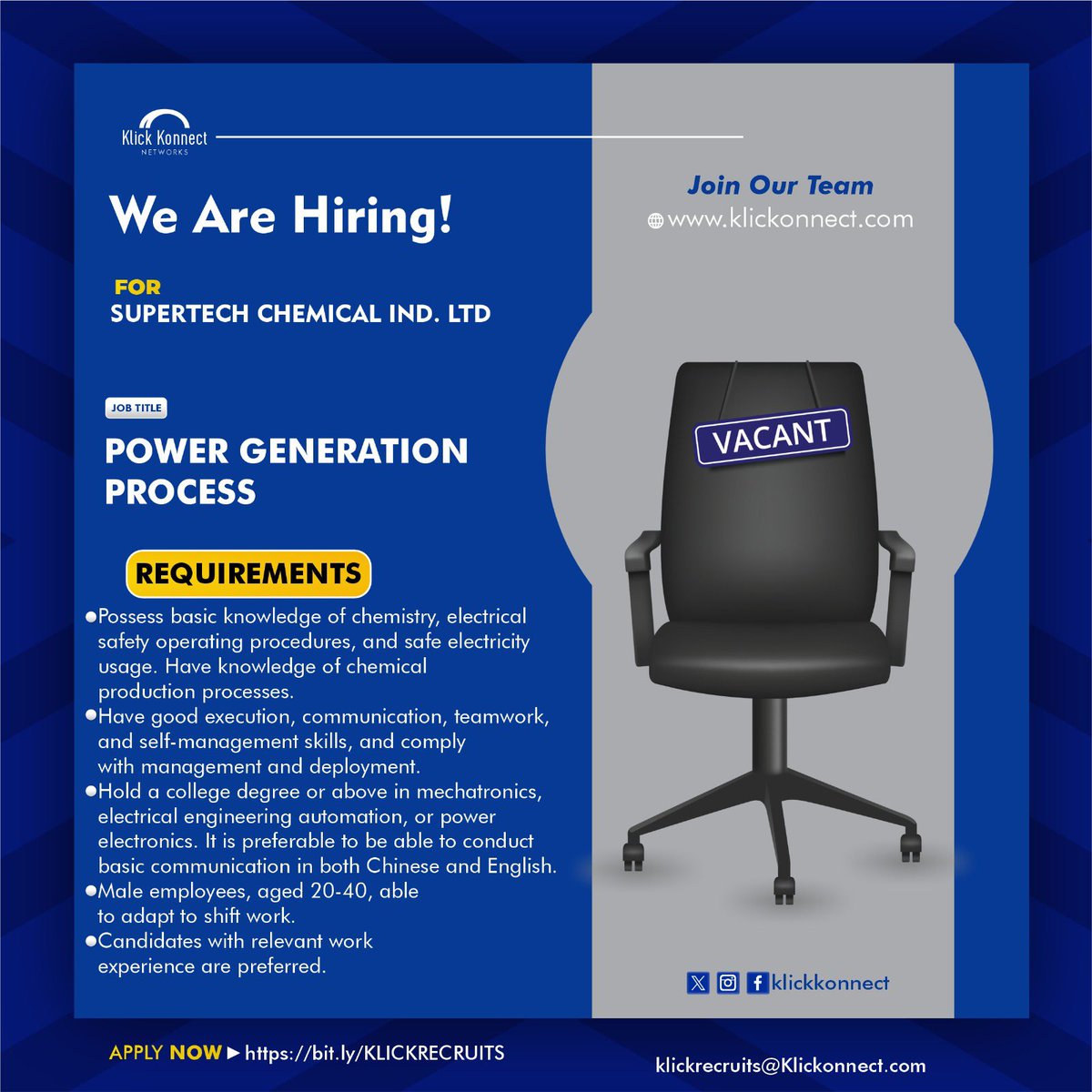 Transform your career with our industry leading company offering unparalleled opportunities for growth,development, and success.
Join us as a conversion process expert and take your skills to the next level.
Apply with this link
bit.ly/KLICKRECRUITS
#klickkonnect #hiring