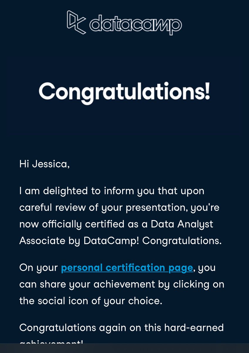 JessicaOE1's tweet image. While I was away, I got certified and look who’s 2 months old today🥹😄💙

#datacamp #motherhood