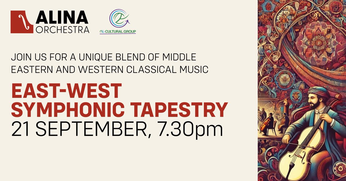 Alina_Orchestra (@alina_orchestra) on Twitter photo East-West Symphonic Tapestry is 2 weeks away!
Join us for this brilliant event which celebrates western classical & middle eastern music.
There may be something familiar but let us introduce you to something new.
alinaorchestra.com/concert/east-w…
<a href="/mkcouncil/">Milton Keynes City Council</a> <a href="/MiltonKeynes_MK/">Milton Keynes City</a> <a href="/VenueMK/">The Venue MK</a> East-West Symphonic Tapestry is 2 weeks away!
Join us for this brilliant event which celebrates western classical & middle eastern music.
There may be something familiar but let us introduce you to something new.
alinaorchestra.com/concert/east-w…
<a href="/mkcouncil/">Milton Keynes City Council</a> <a href="/MiltonKeynes_MK/">Milton Keynes City</a> <a href="/VenueMK/">The Venue MK</a>