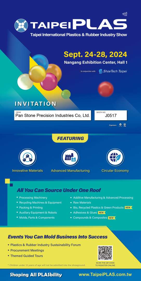 PanStoneEurope_'s tweet image. From September 24th to 28th, you can visit Taipei PLAS in Taipei, Taiwan. Be sure to stop by booth J0517! #equipment #semicon #rubberprocessing #innovation #compressionmoulding #injectionmoulding #engineering #production #movingwiththetimes #taipeiplas2024